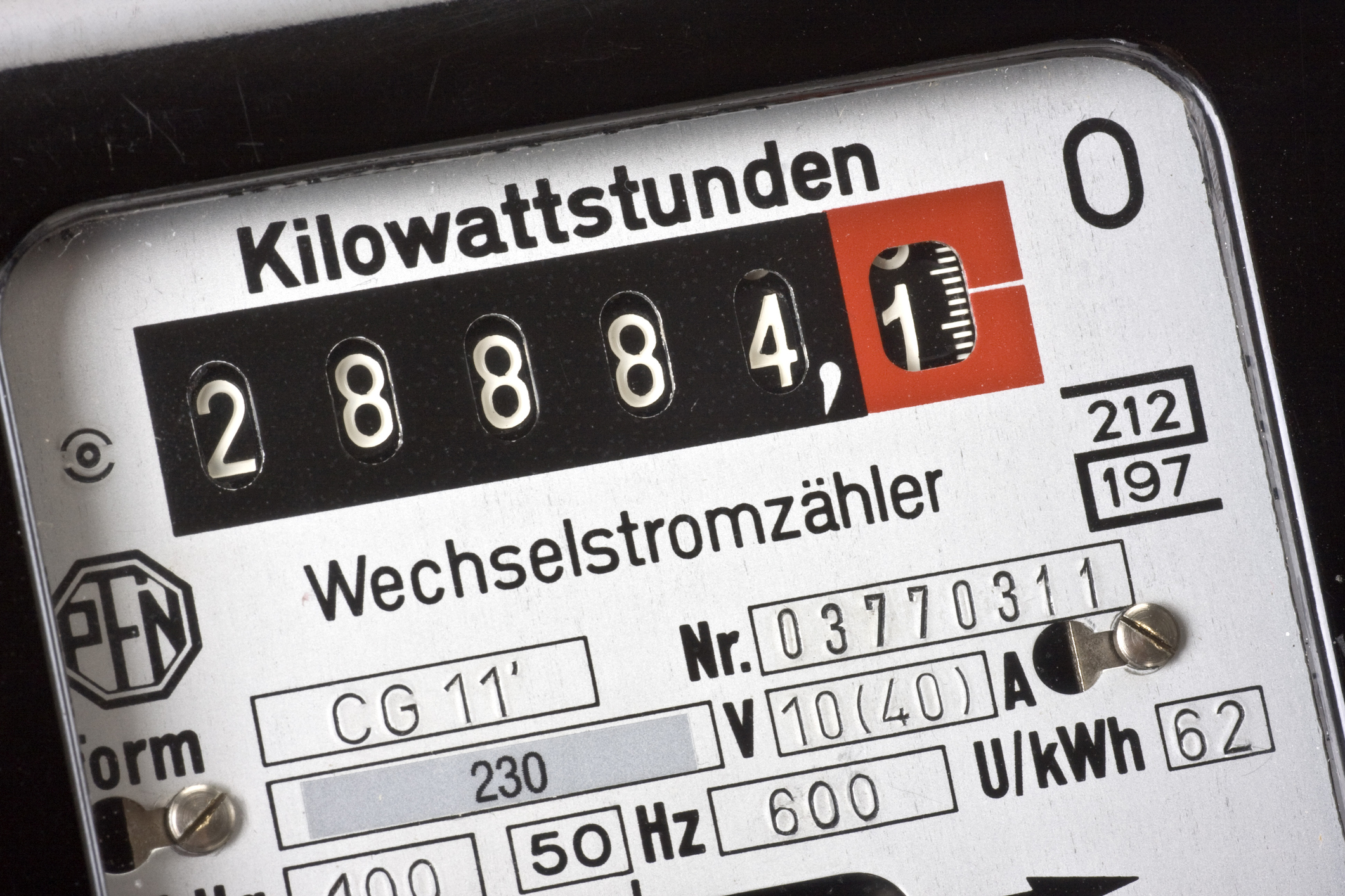 Wechselstromzähler - Ablesefeld