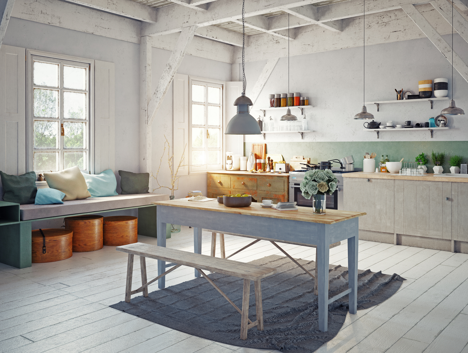 Altbauwohnung einrichten: 6 inspirierende Tipps Pendelleuchten bieten sich bei hohen Decken an.